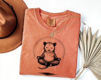 Funny Possum Yoga Shirt - Downward Spiral Opossum Tee - Yoga Gift for Her