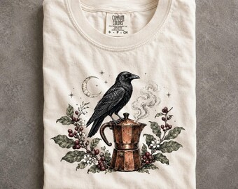 Cawfee First Then Chaos Crow Shirt, Funny Coffee Comfort Colors Tee