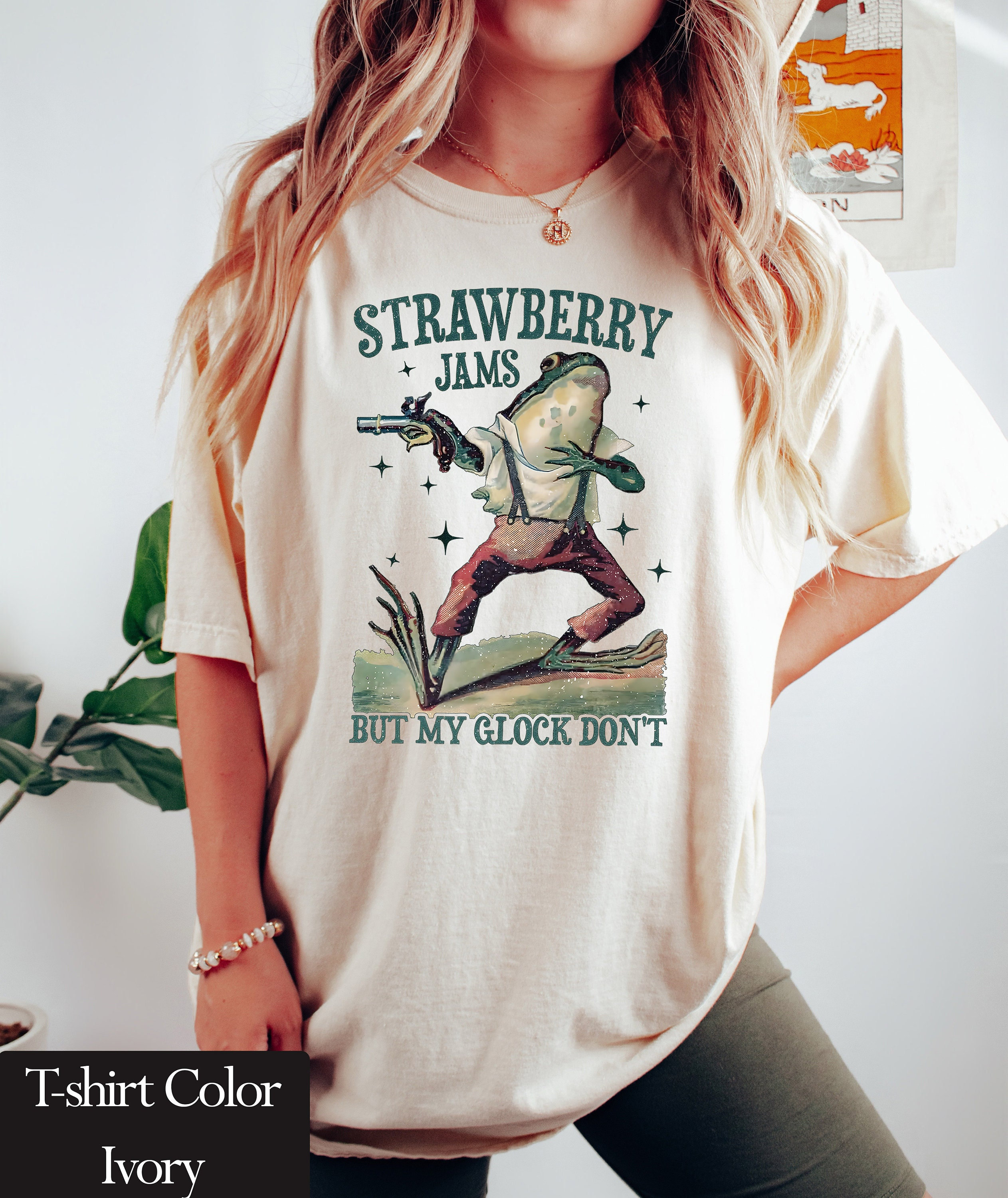 Strawberry Jams but My Glock Dont Shirt Funny T-shirt With Gun Meme