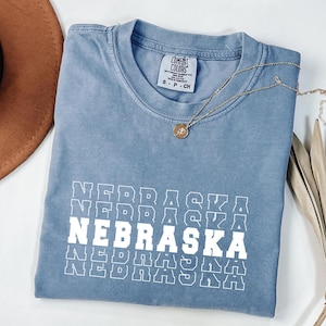 Nebraska Shirt Comfort Colors Shirt Gift for Him Her Game Day Outfit College Town Tee Vintage State Pride Shirt
