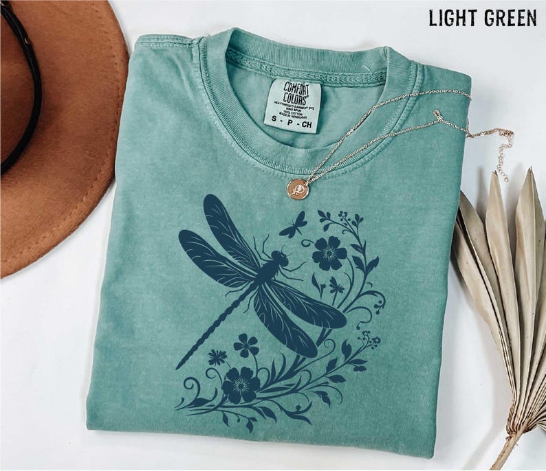 Womens Dragonfly Floral Tshirt,Boho Dragonfly Tee,Nature Lover Shirt,Garden Lover Gift,Botanical Shirt