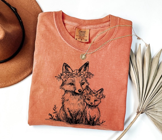 Floral Fox Shirt - Cottagecore Woodland Animal Tee - Botanical Fox T-Shirt