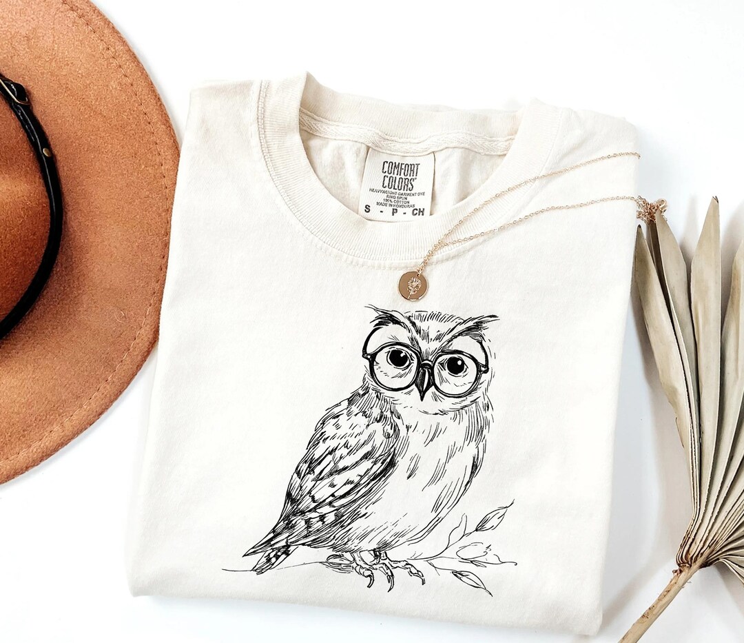 Owl With Glasses Shirt Wildlife Nature Enthusiast Bird Watcher Gift ...