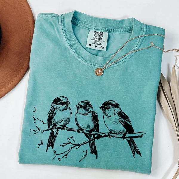 Comfort Colors Chickadee Bird Shirt Nature Lover Tee