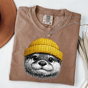 Vintage 90s Otter Shirt - Retro Sea Otter Graphic Tee - Nature Aesthetic image 2