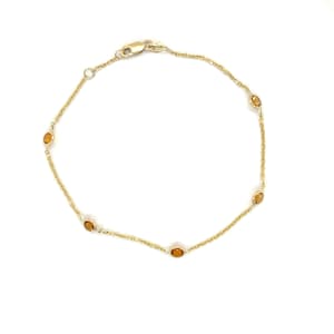 14K Solid Yellow Gold By The Yard November Birthstone Natural Citrine Chain Bracelet, 7&quot; 8&quot; 9&quot; 10&quot; Inch, Real Gold Bracelet, Women