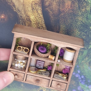 Fairy garden shelf, 1:12 scale artisan miniature, miniature dollhouse furniture