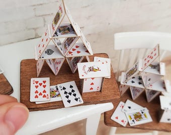 Miniature playing cards, Dollhouse stack of cards, Miniature home decor