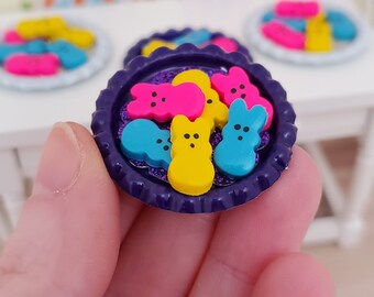 Dollhouse Easter Peeps: Miniature Plate of Candies