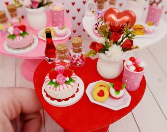 Miniature Valentine's Day Table: Dollhouse Furniture, Artisan Collection