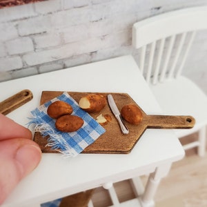 Miniature cooking board, miniature potatoes, dollhouse food, miniature vegetables, dollhouse potatoes