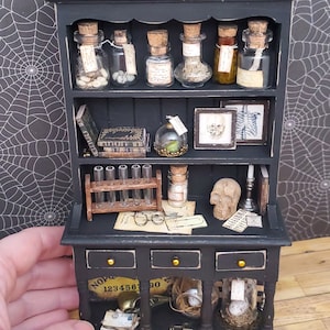Miniature haunted dollhouse cabinet, 1:12 scale Halloween furniture, haunted dollhouse, Miniature witch cupboard