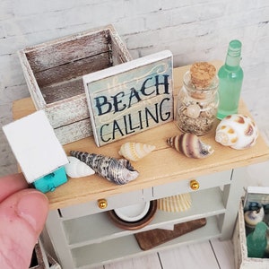 Miniature Beach Crate Set: Dollhouse Shabby Chic Accessories