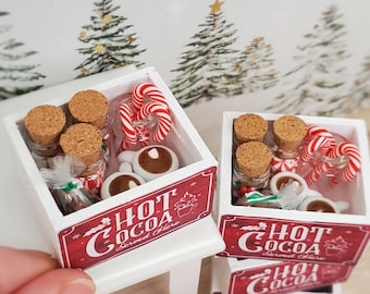 Miniature hot cocoa and cookies, Dollhouse hot chocolate and toppings, Dollhouse Christmas gingerbread cookies