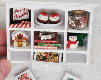 Dollhouse Christmas shelf, miniature dollhouse furniture, 1:12 artisan miniature