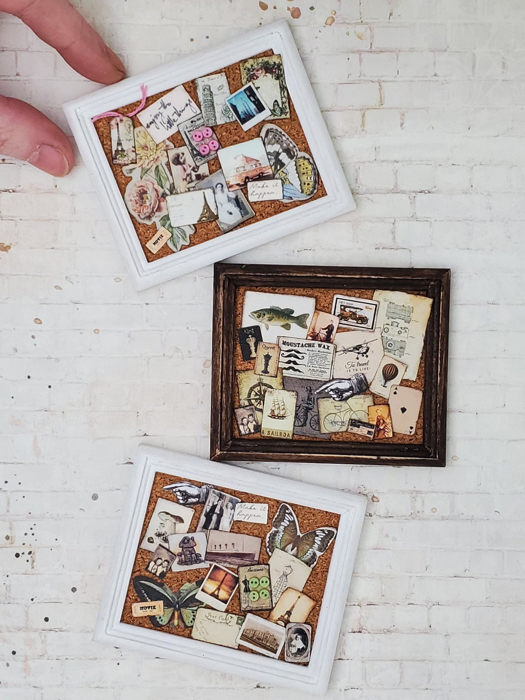 Miniature Ephemera Bulletin Board, Miniature Bulletin Board, Dollhouse