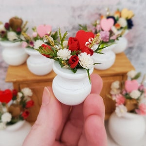 Miniature Valentine Flower Vase: Dollhouse Floral Arrangement