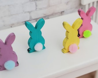 Miniature Easter Bunny Set: Dollhouse Decor Bunnies
