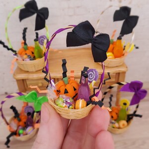 Miniature Halloween Basket: Haunted Dollhouse Candy Treats
