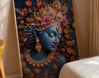 krishna painting | kerala mural krishna | krishna wall art | hindu wall art | Cute kanha | hare krishna | sri krishna | Digital Download