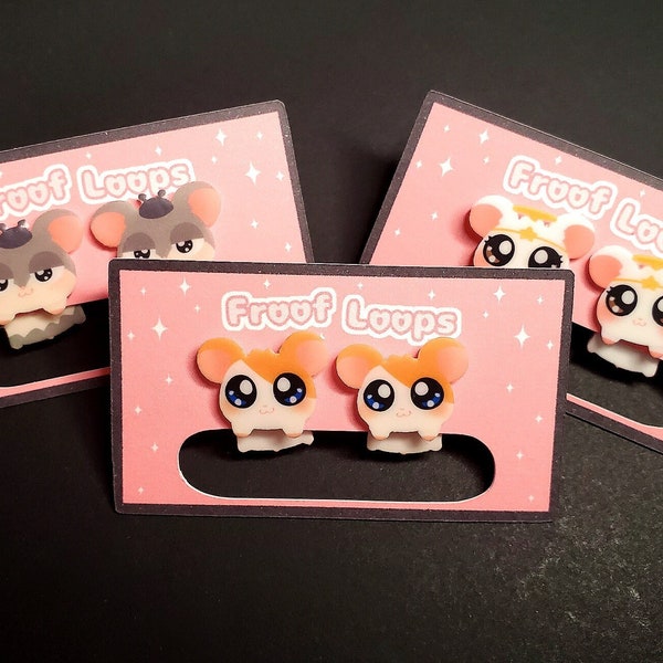 Handmade Ham Ham Earrings | Hamtaro Ham-Ham Heartbreak | Hamtaro, Spat, Harmony | Anime Hamster Earrings