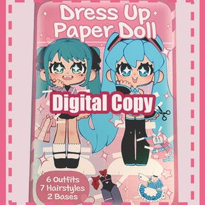 Livre d'activités pour poupées en papier Hatsune Miku - TÉLÉCHARGEMENT NUMÉRIQUE PDF
