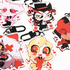 Hazbin Hotel Charms 2,5 pouces | Porte-clés à breloques en acrylique transparent