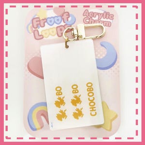 FF Pasmo Chocobo Rail Pass Charm 2.5 inch | Clear Acrylic Charm Keychain
