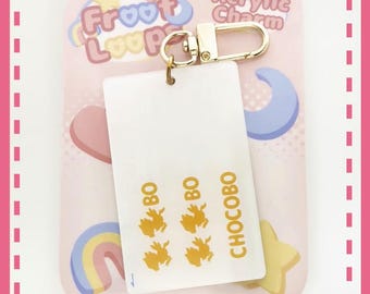 FF Pasmo Chocobo Rail Pass Charm 2.5 inch | Clear Acrylic Charm Keychain
