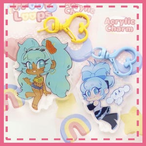 Charms Miku à la cannelle du Brésil 2,5 pouces | Porte-clés à breloques en acrylique transparent