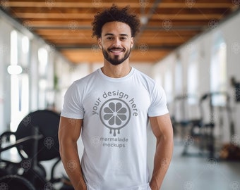 Bella Canvas 3001 Tshirt Mockup | Mock up Tshirt | White T-Shirt Mock-up | Male T-shirt Mockup | Model Mockup | T-Shirt Mockup | Tee | Gym