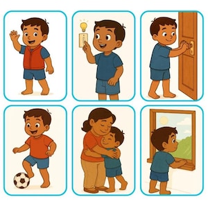 Flashcards PDF para Aprender acciones: Terapia del lenguaje español/portugués / inglés - Material educativo bilingüe. Actividades para niños