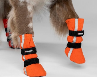Botines reflectantes de forro polar para perros, protección suave para las patas, paquete de 4, botas para perros FINNERO HALLA