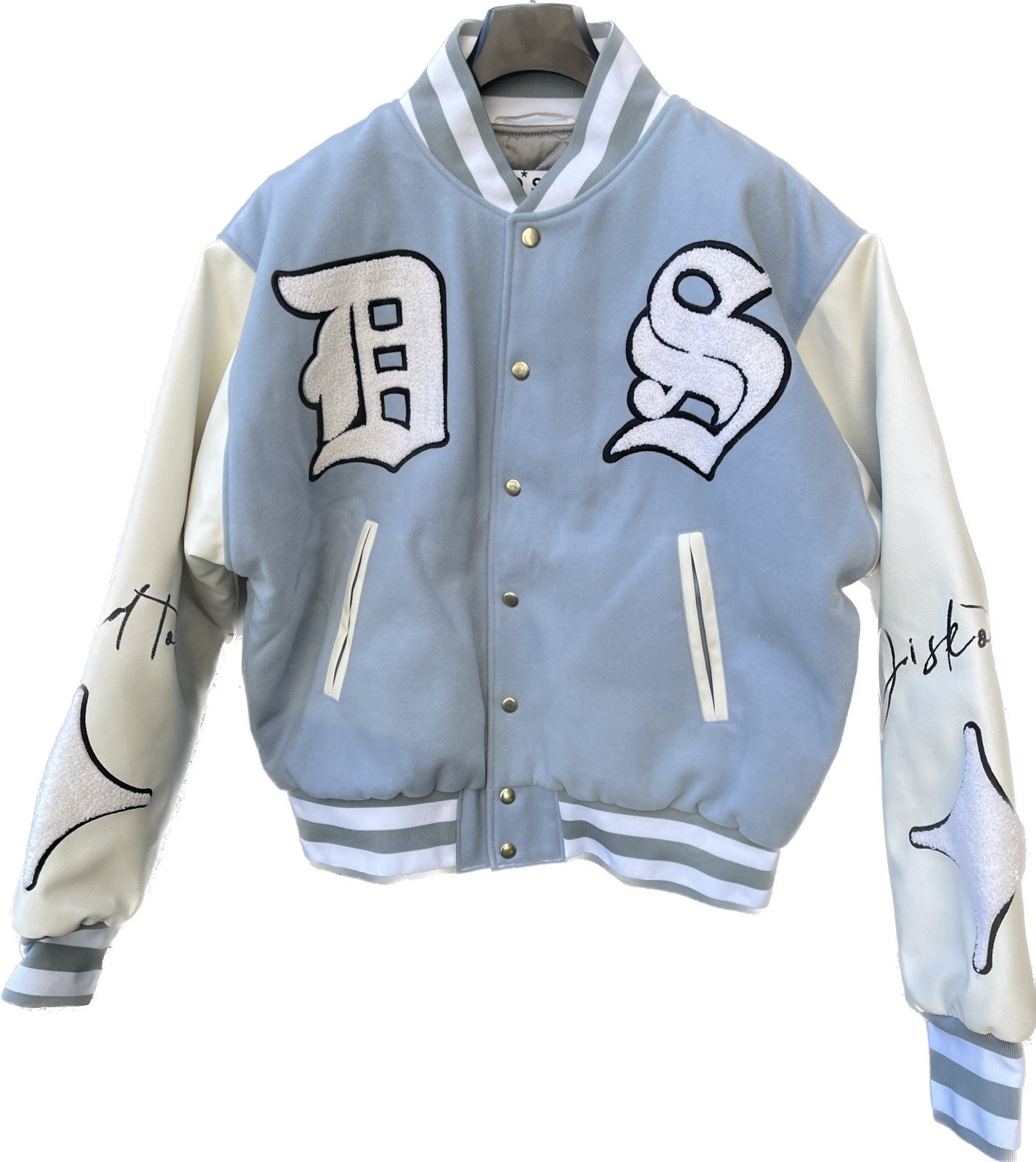 Louis Vuitton Sky Blue Varsity Jacket (Custom