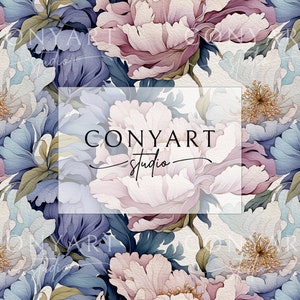 Pastel Peonies 0007 Seamless Pattern Repeat File Sublimation for Fabric Printing Commercial Use