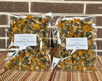 2024 Organic Dried Dandelion Flowers | Skin care | Taraxacum officinale |Bunny Treat|Optional| 25g | 2bag Box or 4bag Box