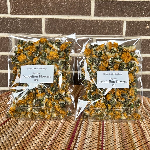 2024 Organic Dried Dandelion Flowers | Skin care | Taraxacum officinale |Bunny Treat|Optional| 25g | 2bag Box or 4bag Box
