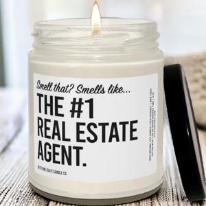 Number 1 Real Estate Agent, Scented Soy Candle, Real Estate Candle, Soy Candle, Best Agent Candle, Home Decor, Gift For Realtor, Real Estate