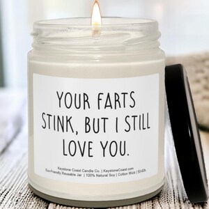 Your farts stink, but I still love you Scented Soy Candle, Fart Candle, Funny Candle, Soy Candle, Scented Candle, Love Candle, Gift For Him