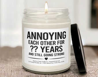 Annoying each other personalized years Scented Soy Candle, 9oz, white label, anniversary parents, anniversary present, anniversary candle