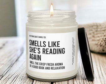 Smells like shes reading again Scented Soy Candle, 9oz, gift for reader, reader gift, reading gift, book lover, gift for book lover