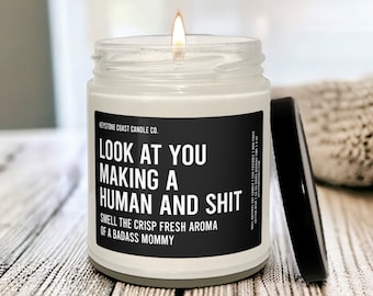 Look At You Making A Human And Shit Scented Soy Candle, 9Oz, Baby Shower Girl, Boy Baby Shower, Baby Shower Decor, Soy Candle Favor