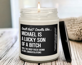 Lucky son of a Scented Soy Candle, 9oz, black label, good luck candle, intention candle, good luck gift idea