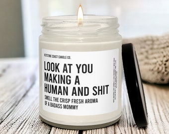 Look at you making a human and shit scented soy candle, 9oz, baby shower favor, baby shower candles, bridal shower favors, shower favors