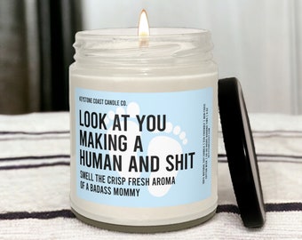 Look at you making a human and shit blue baby boy scented soy candle, 9oz