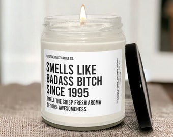 Smells like badass bitch Scented Soy Candle, 9oz, personalized, year, white label personalized birthday gift funny custom year customized