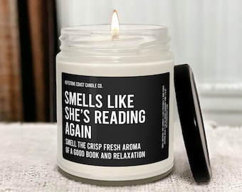 Smells like shes reading again Scented Soy Candle, 9oz, black label