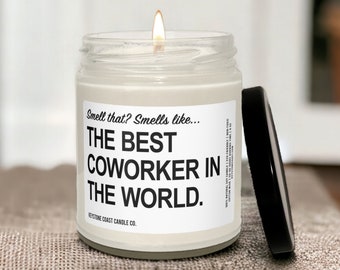 The best coworker in the world Scented Soy Candle, 9oz, white label, work friends, work bestie gift, coworker gift, coworker birthday