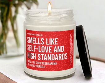 High standards self-love scented soy candle, 9oz candle red label