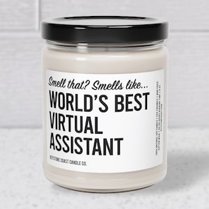 Worlds best virtual assistant scented soy candle, 9oz, white label, admin assistant, admin day gifts, admin gift, admin professional